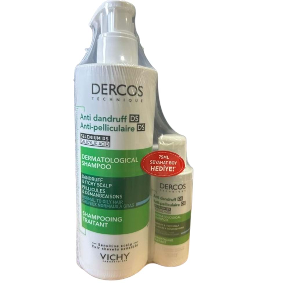 Vichy Dercos Kepek Karşıtı Şampuan Normal/Yağlı 390Ml+75Ml Seyahat Boy Hediye!