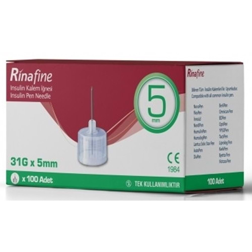 RinaFine İğne Ucu 5mm 31G 100Lü