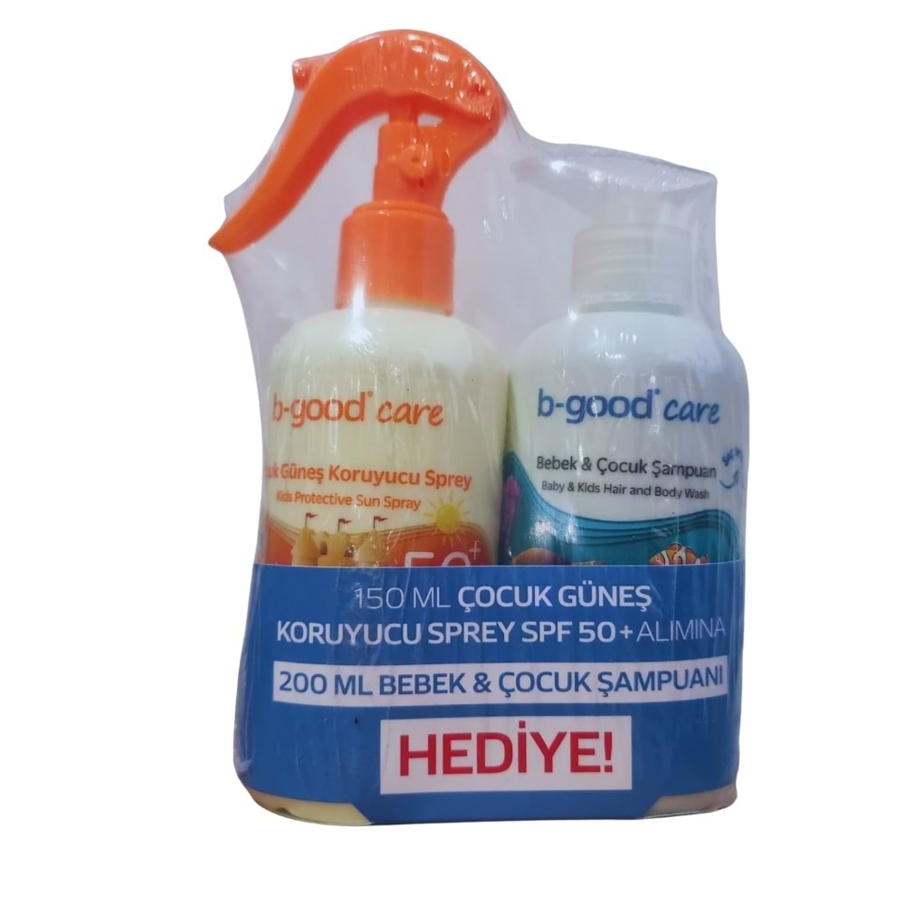 B-Good SPF50+ Çocuk Güneş Kremi Sprey 150 mL + Bebek Şampuanı 200 mL Hediyeli