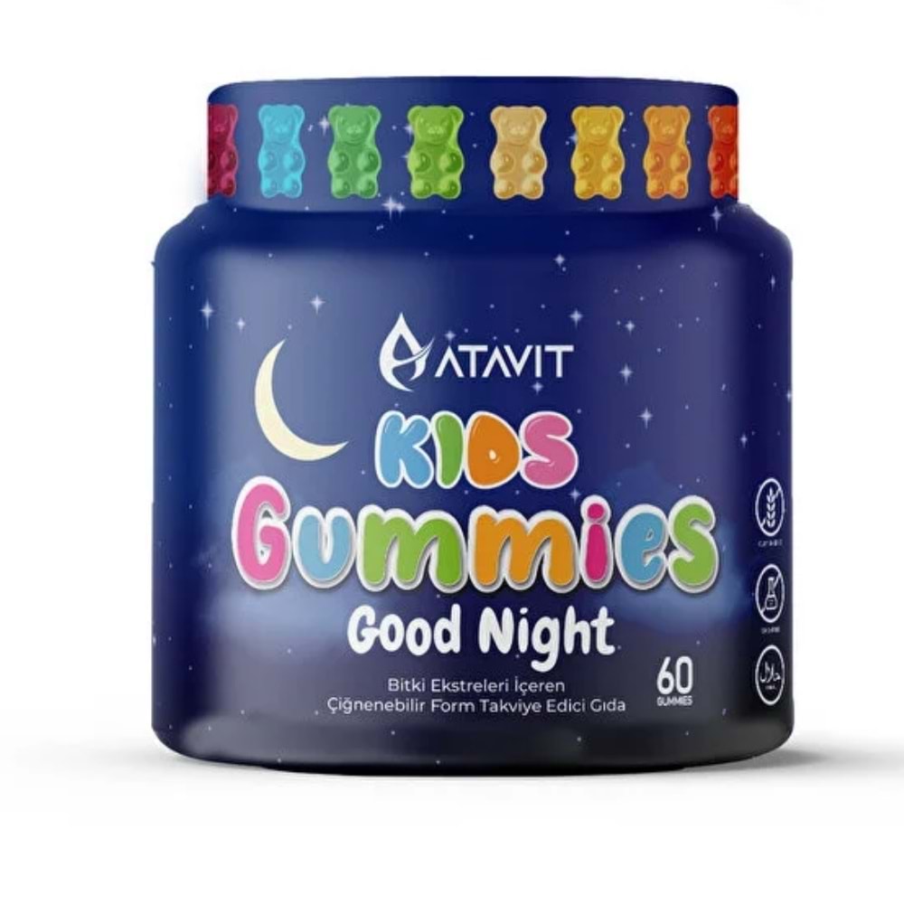 Atavit Kids Gummies Good Night 60Lı Çiğnenebilir Form Mor