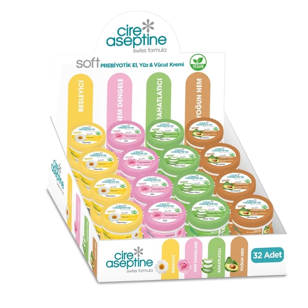 Cire Aseptine Soft Prebiyotik El Kremi 30ml Set 32Li
