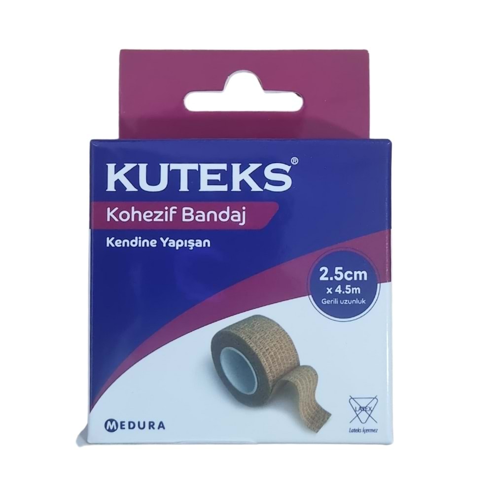 Kuteks Kohezif Kendine Yapışan Bandaj 2,5 cm x 4,5 m