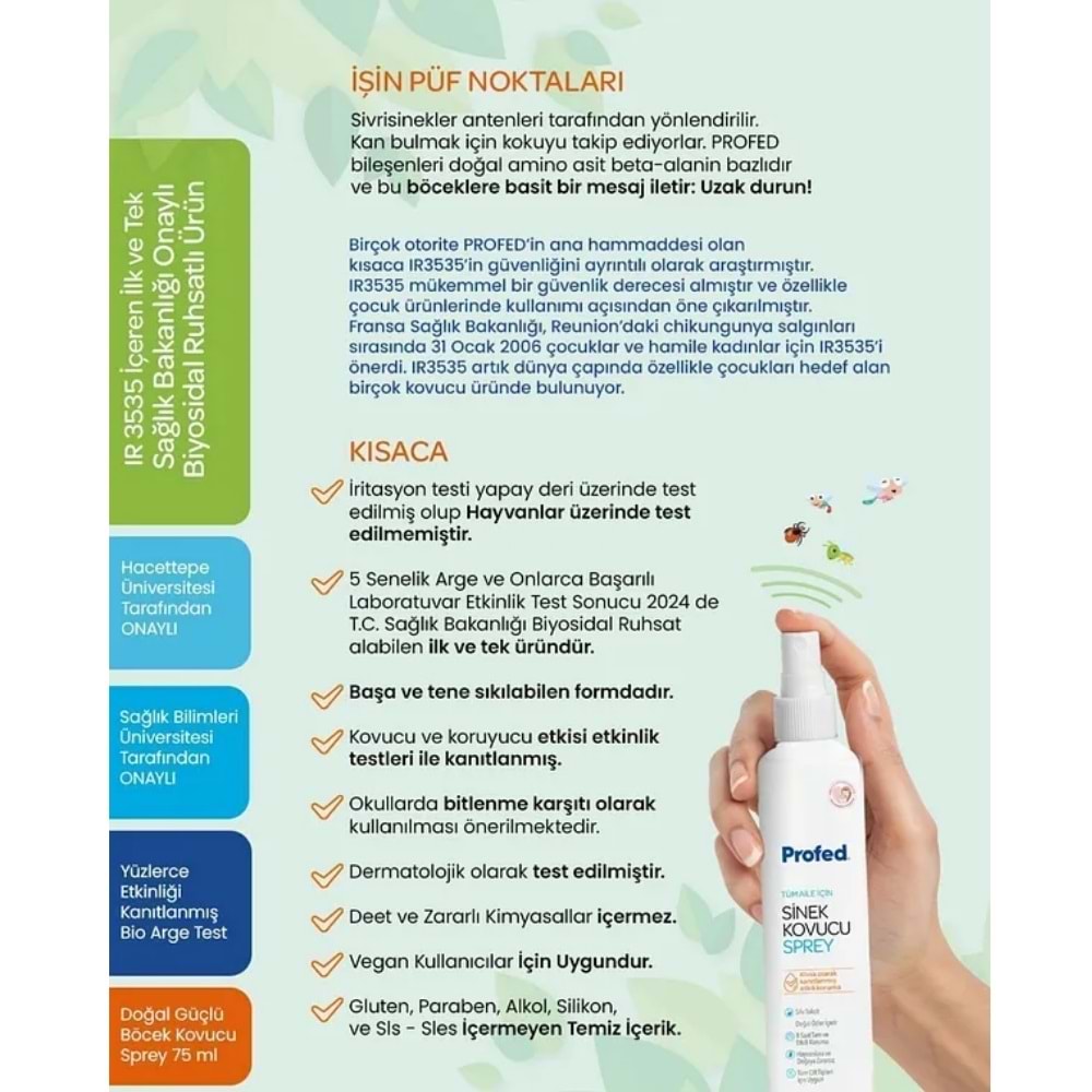 Profed Doğal Sinek, Kene, Bit ve Böcek Kovucu Sprey 75 mL