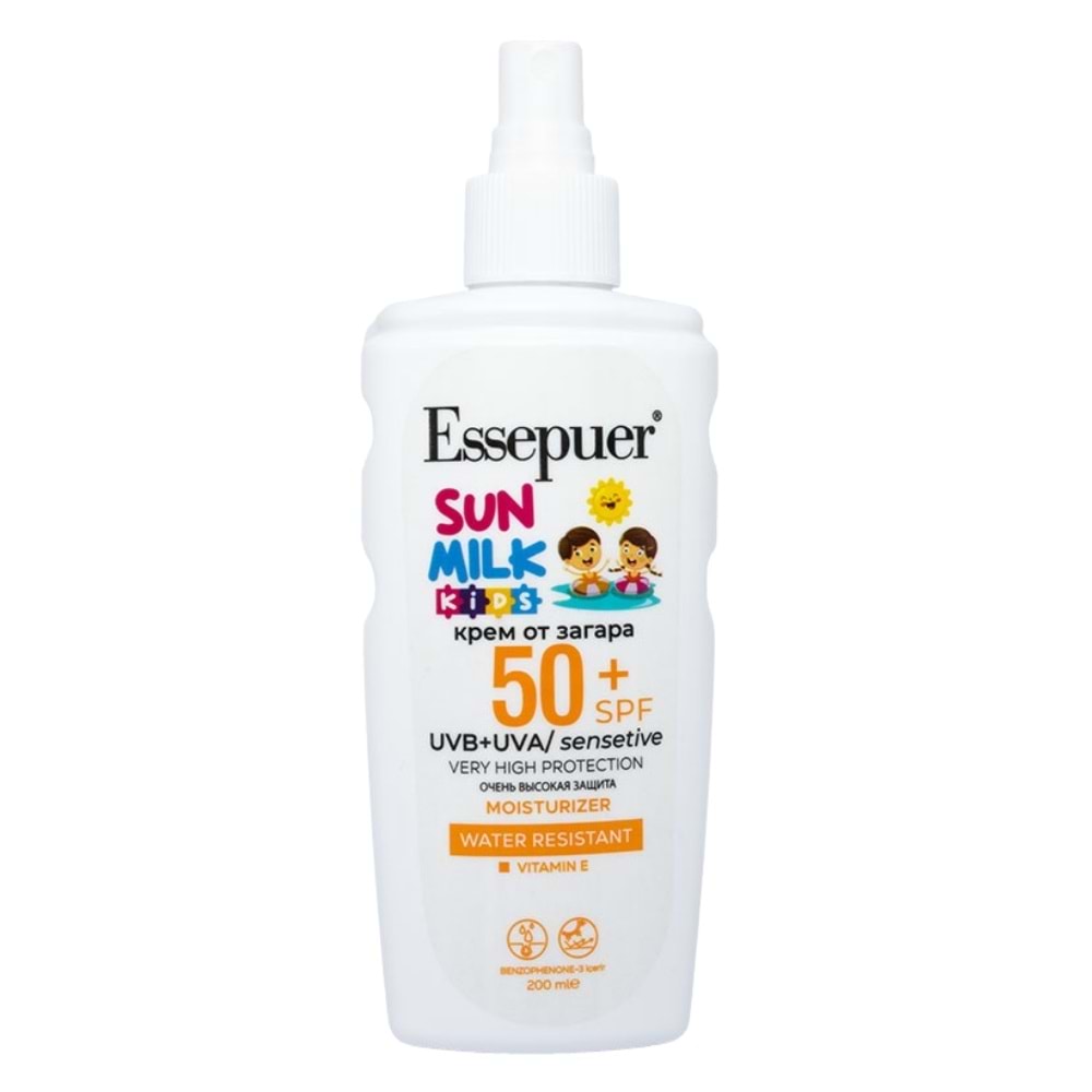 Essepuer Çocuklar için SPF50+ Suya Dayanıklı Süt Güneş Kremi 200 mL