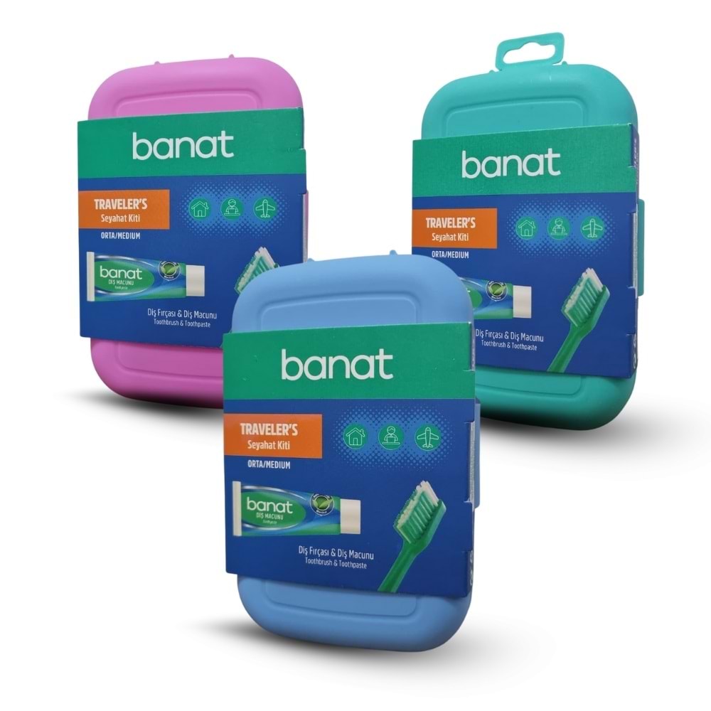 Banat Travelers Seyahat Kiti (Diş Fırçası Orta + Diş Macunu 15 mL )