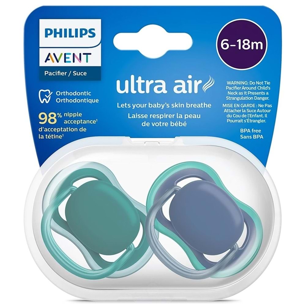 Philips Avent Ultra Air Düz Renk 6-18Ay 2Li Emzik Erkek