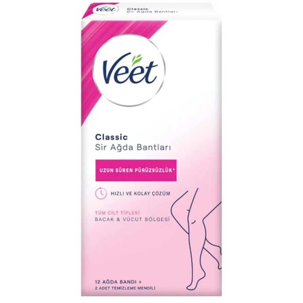 Veet Ağda Bandı Classic Tüm Ciltler için 12'li