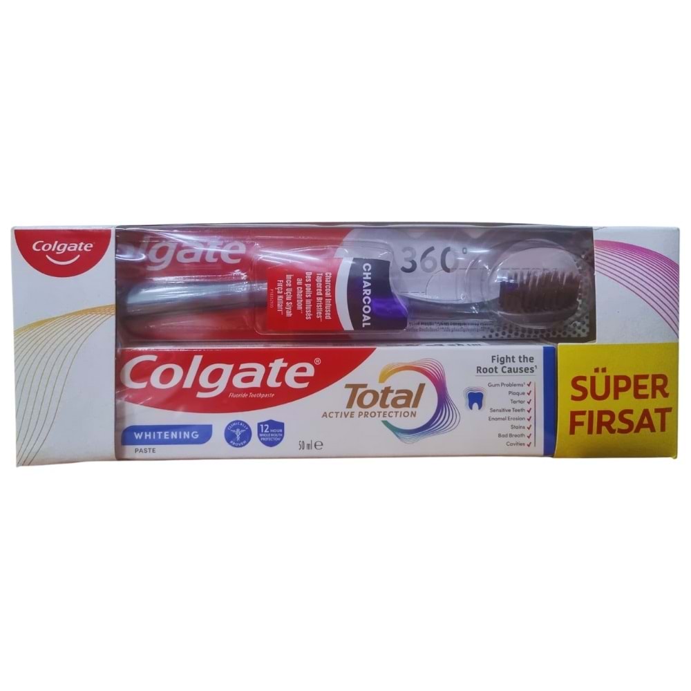 Colgate Total Beyazlık 50ml+ 360* Charcoal Diş Fırçası Set