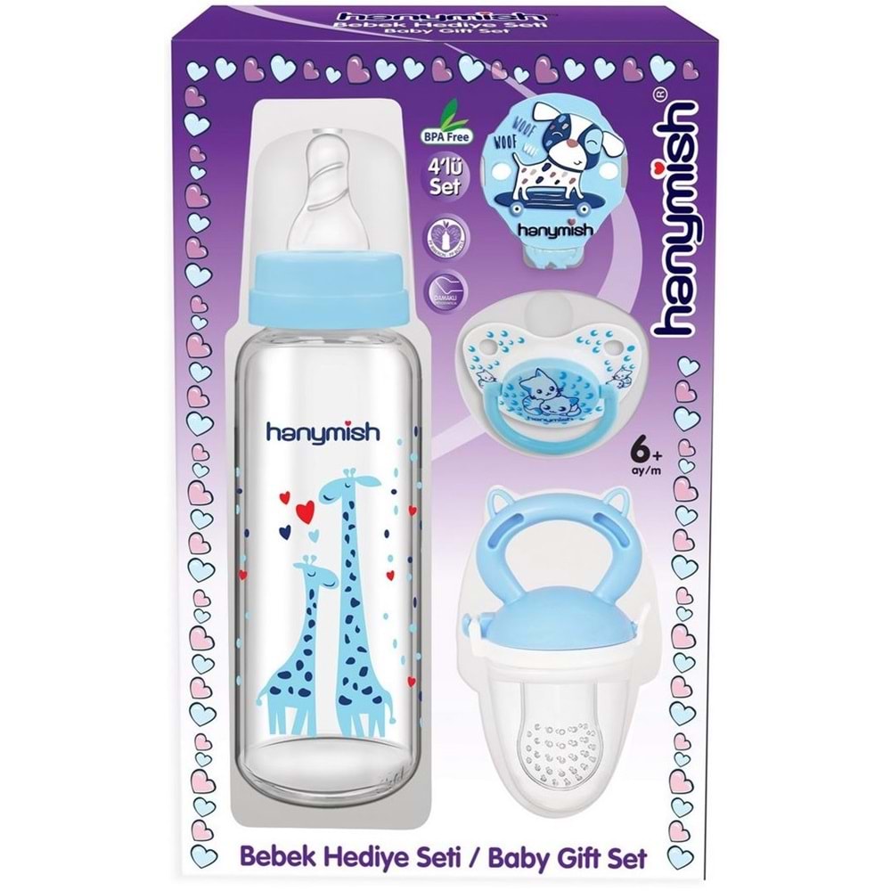 Hanymish 4Lü Bebek Hediye Seti Mavi (653)