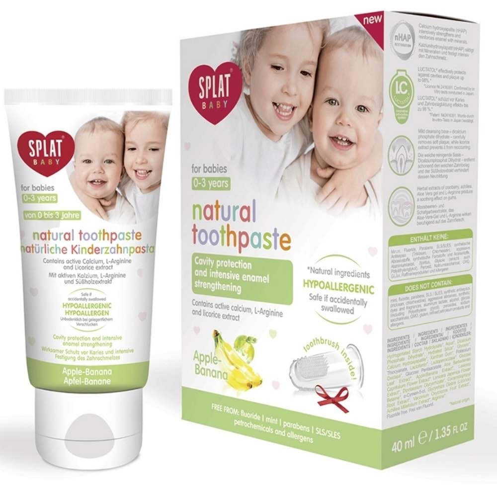 Splat Elma Muz Aromalı 0-3 Yaş Çocuk Diş Macunu 40 mL + Diş Fırçası