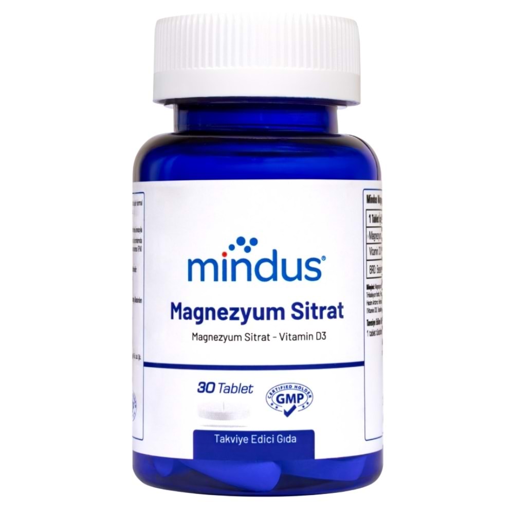 Mindus Magnezyum Sitrat Takviye Edici Gıda 30 Tablet