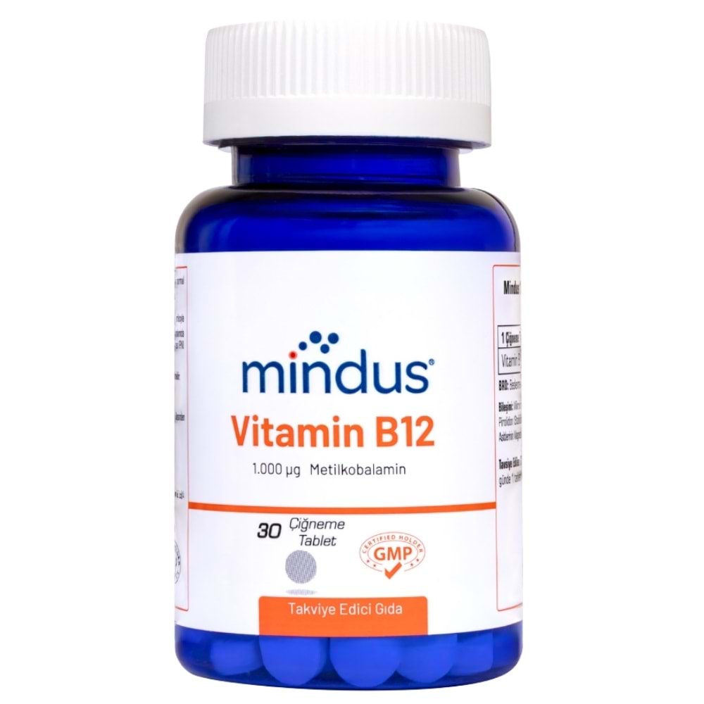 Mindus B12 Vitamini Takviye Edici Gıda 30 Çiğneme Tablet