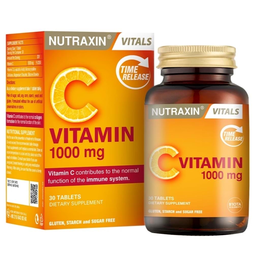 Nutraxin Vitamin C 1000 mg Takviye Edici Gıda 30 Tablet