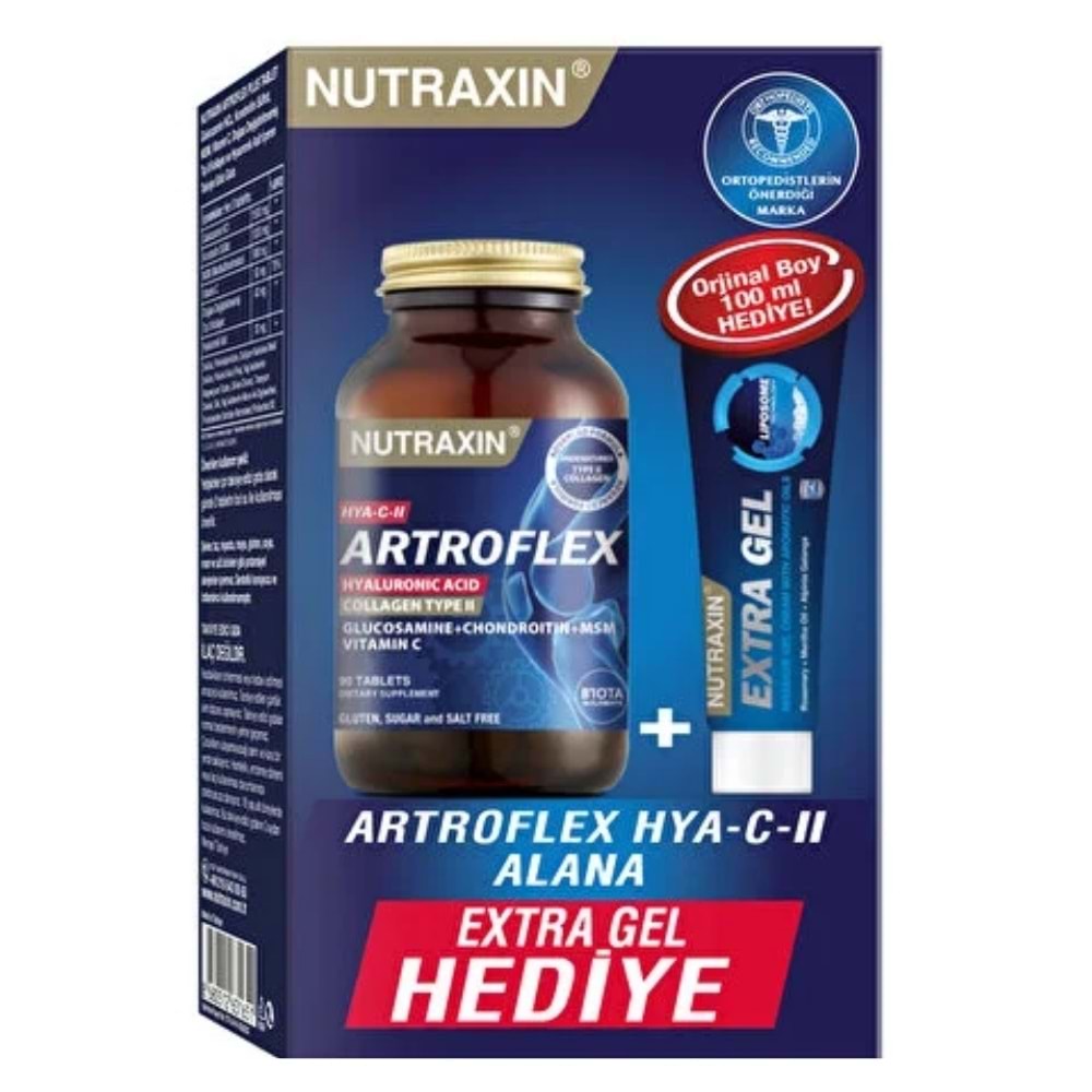 Nutraxin Artroflex Hya-C-II 90 Tablet + Extra Jel 100 mL Hediyeli