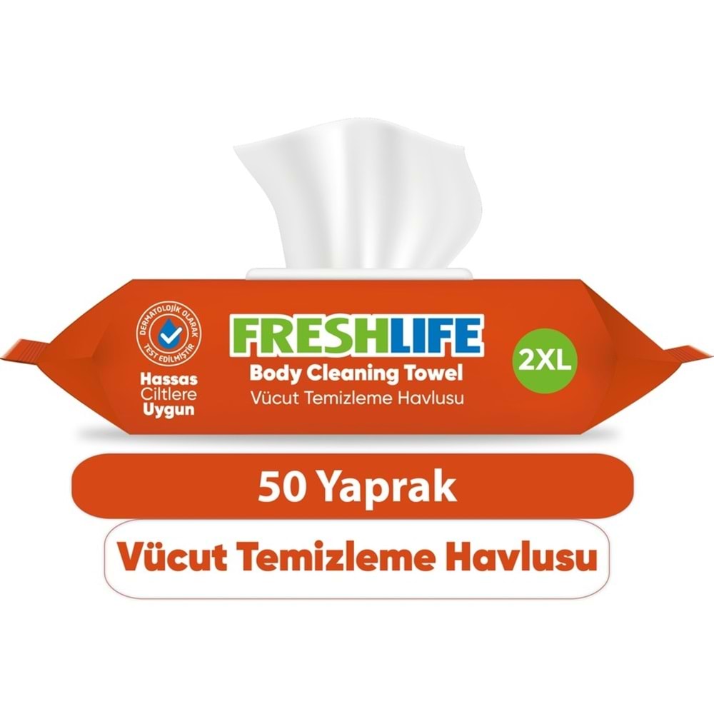 Freshlife Vücut Temizleme Mendili 2XL 50Li