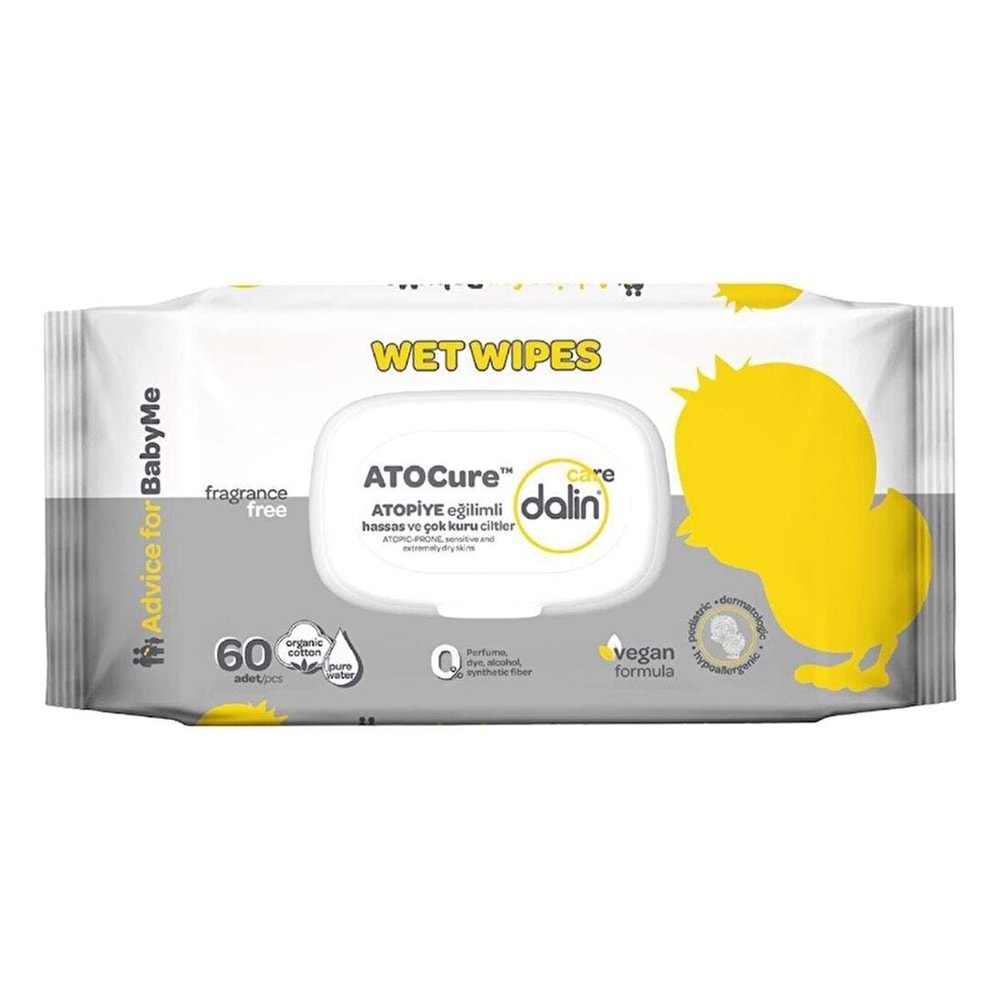Dalin Care Atopiye Eğilimli Ciltler İçin Islak Mendil 60 Adet