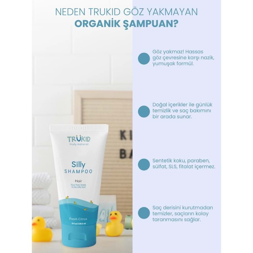 TruKid Silly Göz Yakmayan Organik Şampuan 236,5 mL