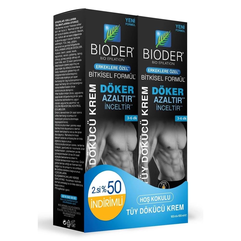 Bioder Tüy Dökücü Krem Erkek 2.Ürün %50 İndirimli 2*100 Ml
