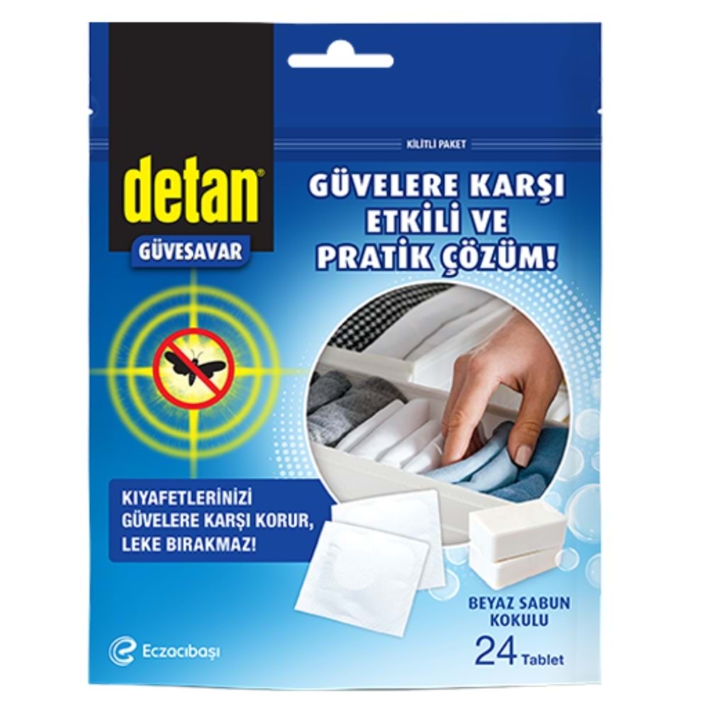 Detan Güvesavar Beyaz Sabun Kokulu, 24 Tablet