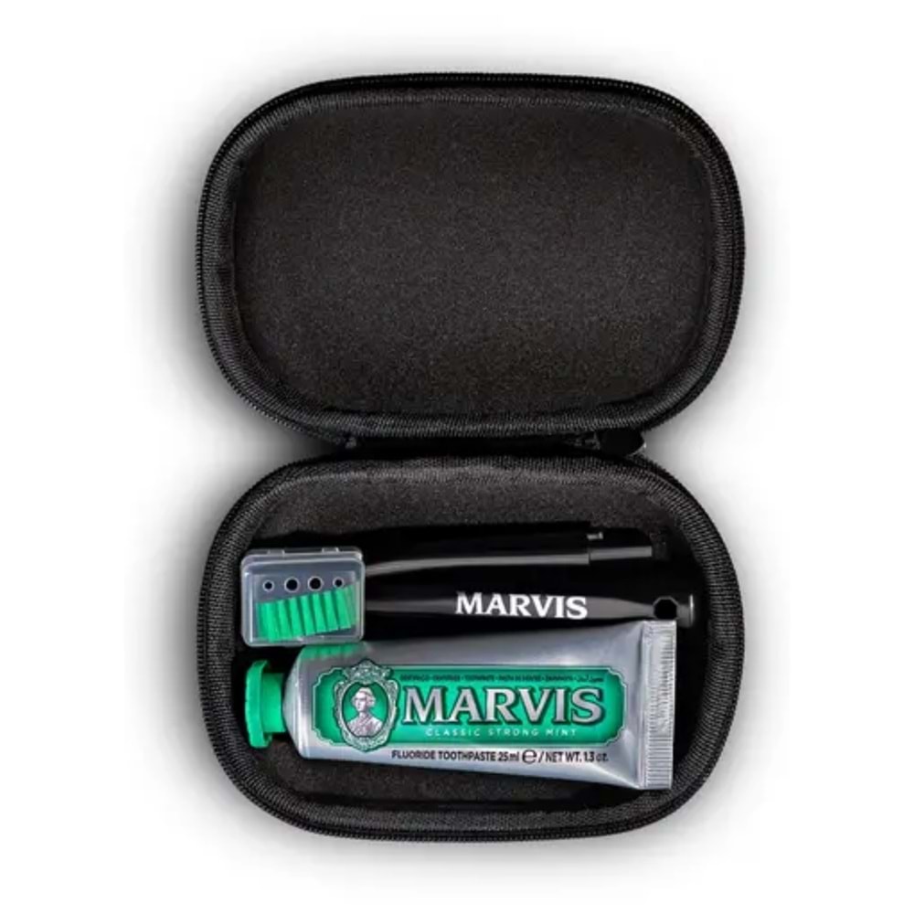 Marvis Travel Set (Classic Strong Mint 25 mL Diş Macunu + Diş Fırçası)