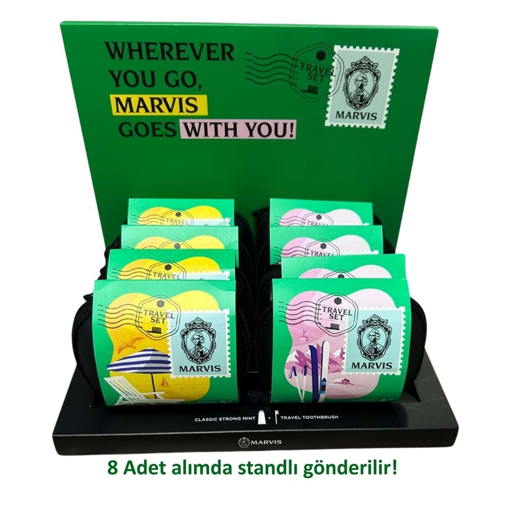 Marvis Travel Set (Classic Strong Mint 25 mL Diş Macunu + Diş Fırçası)