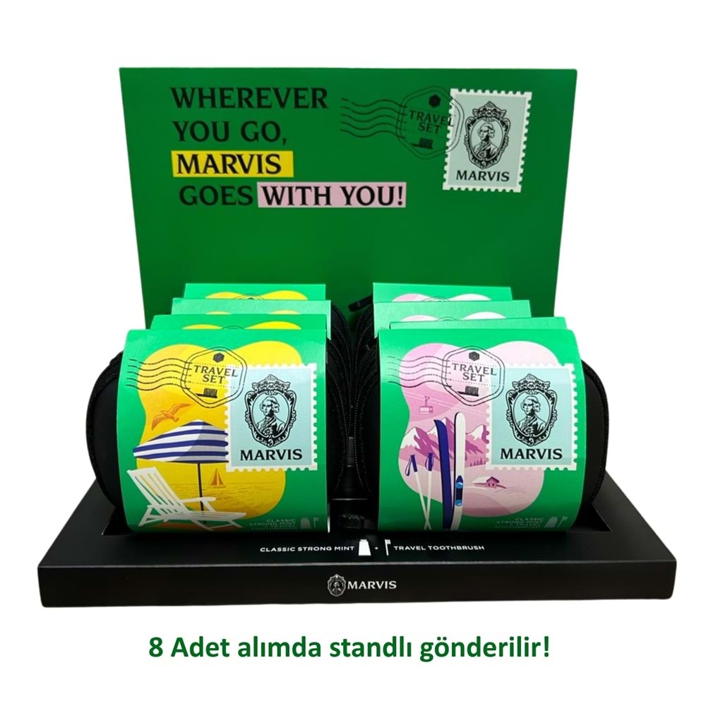 Marvis Travel Set (Classic Strong Mint 25 mL Diş Macunu + Diş Fırçası)