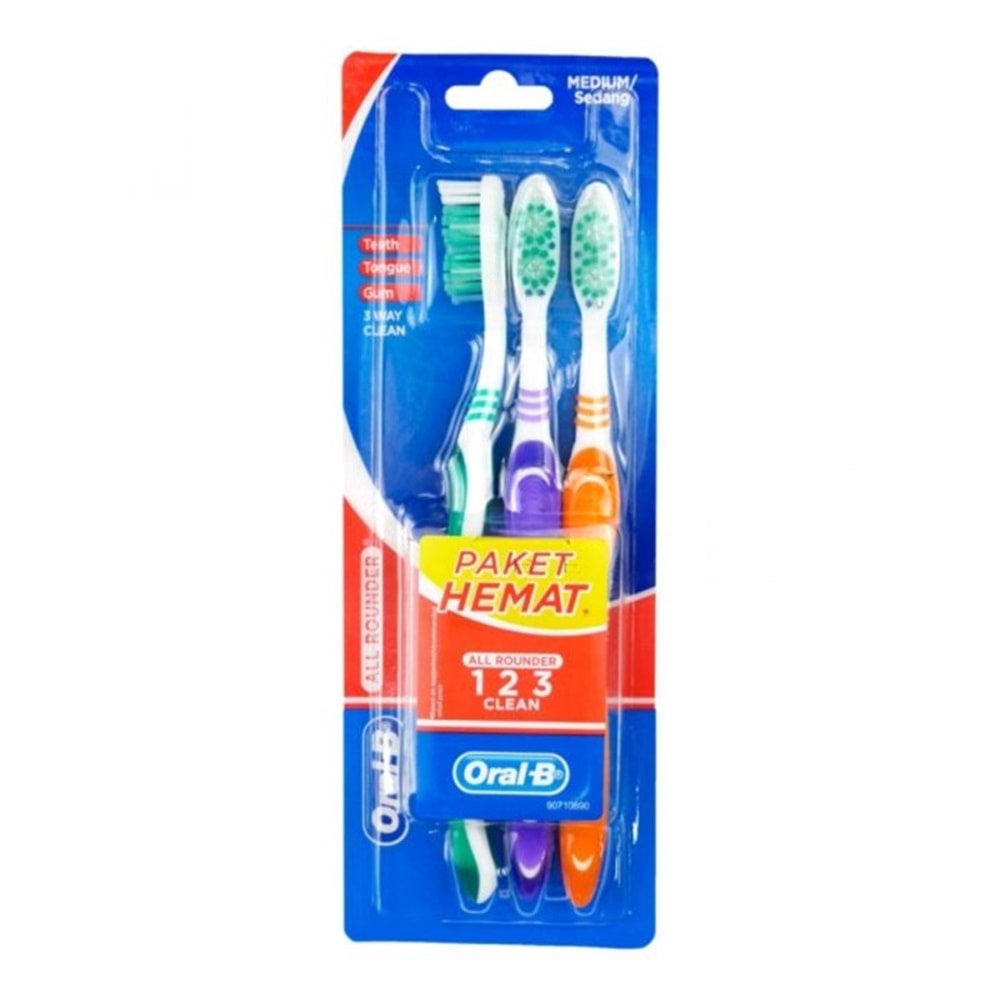Oral-B Diş Fırçası All Rounder 1 2 3 Clean Medium, 3lü