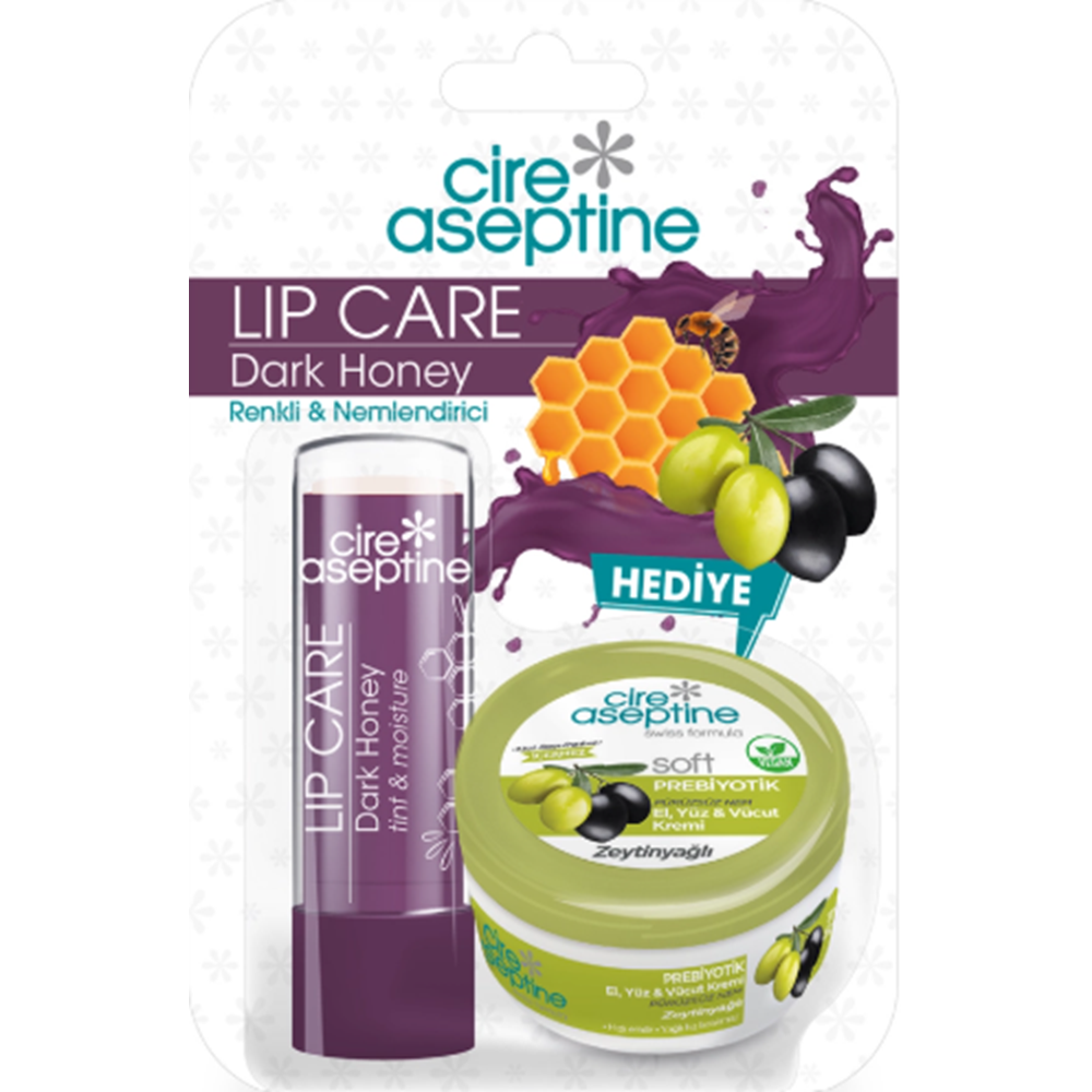Cire Aseptine Dark Honey Lip Stick 4,5gr + Zeytinyağlı El Kremi 30 Ml
