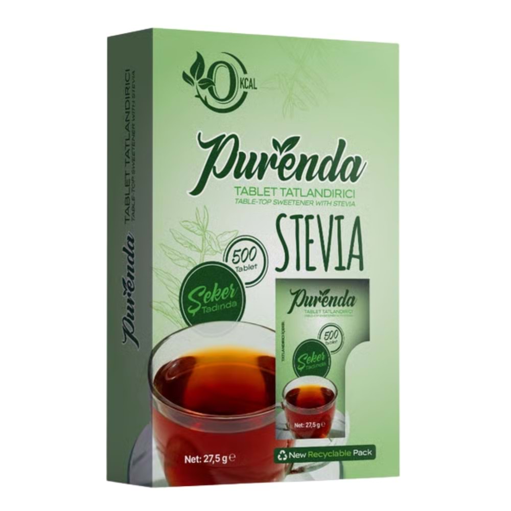 Purenda Stevia Tatlandırıcı, 500 Tablet