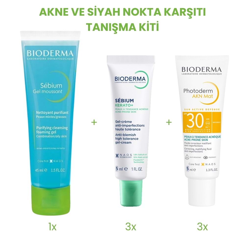 Bioderma Akne ve Siyah Nokta Karşıtı Tanışma Kiti (Sebium Jel + Kerato + AKN Mat)