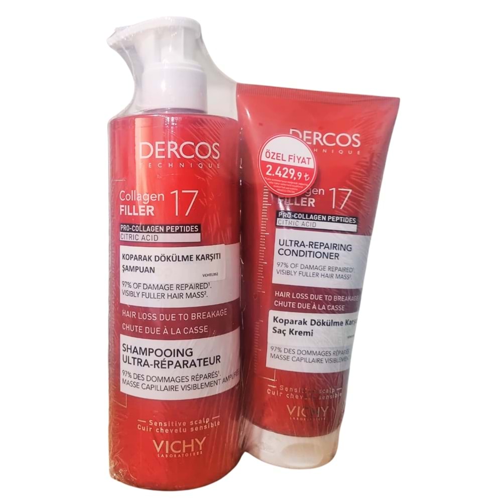 Vichy Dercos Collagen 17 Filler Şampuan 400 mL+ Saç Kremi 200mL
