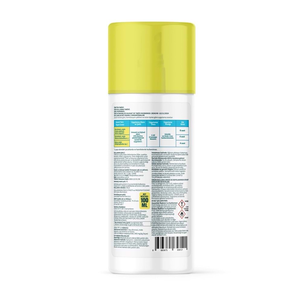 Oithox Plus Sinek Kovucu Losyon +2 Yaş 100Ml