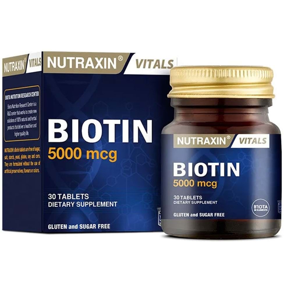 Nutraxin Biotin 30 Tablet 5000mcg Takviye Edici Gıda
