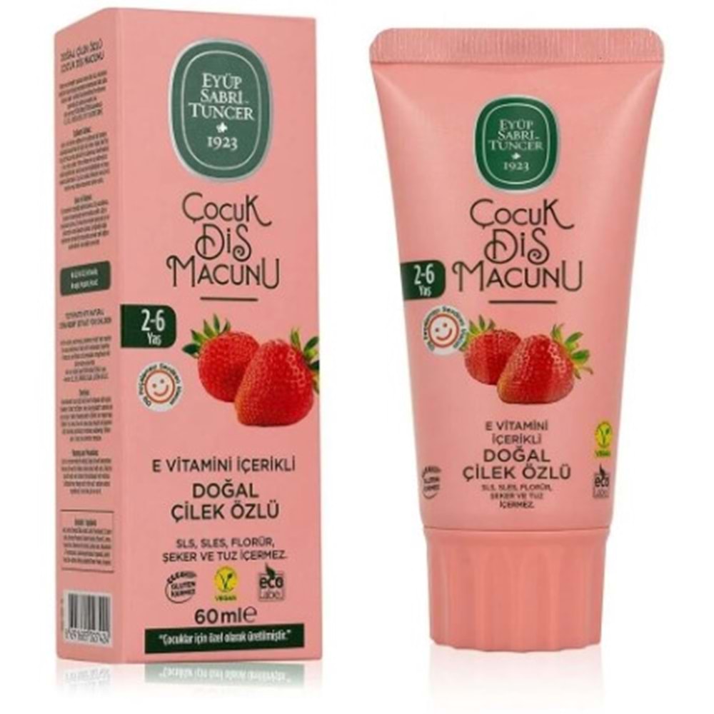 Eyüp Sabri Tuncer Çocuk Diş Macunu Doğal Çilek Özlü 60 Ml 2-6Yaş