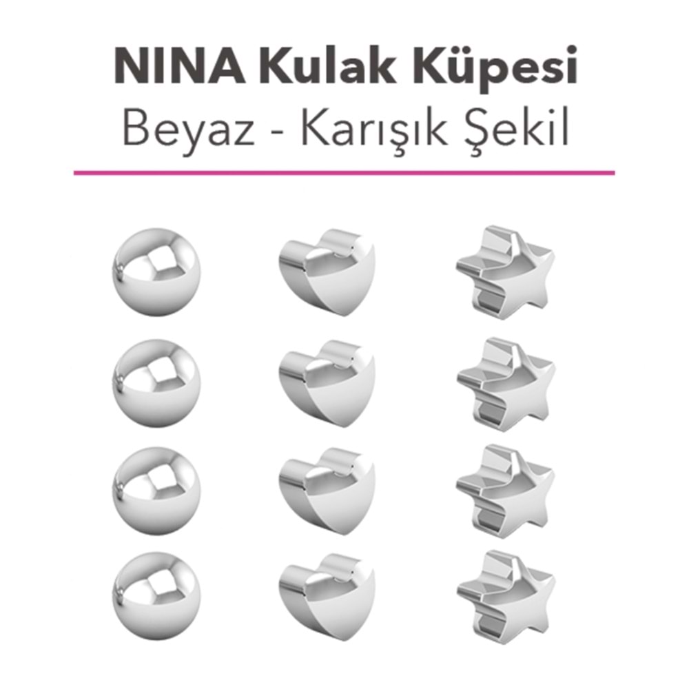Nına Küpe Gümüş Üzerine Kristal Gümüş Taş (12Lı Kartela)