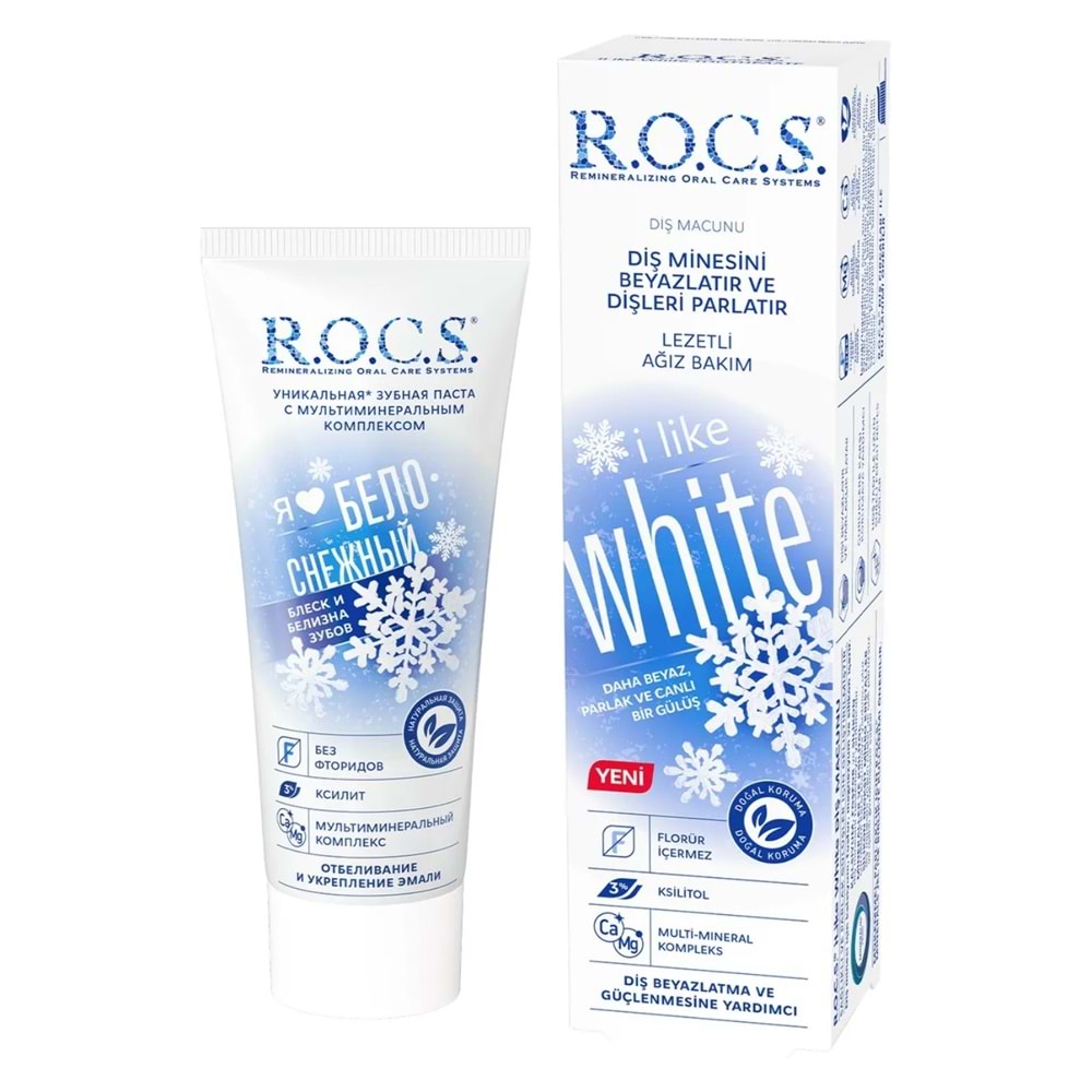 Rocs Diş Macunu I Like White Diş Minesi Beyazlatma ve Parlatma 60 mL