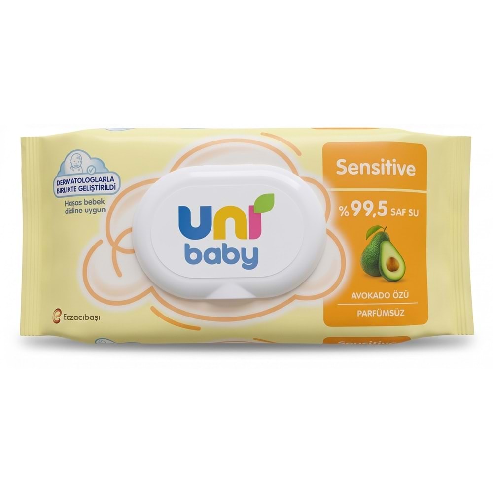Uni Baby Sensitive Avokado Özlü Islak Mendil, 90 Adet