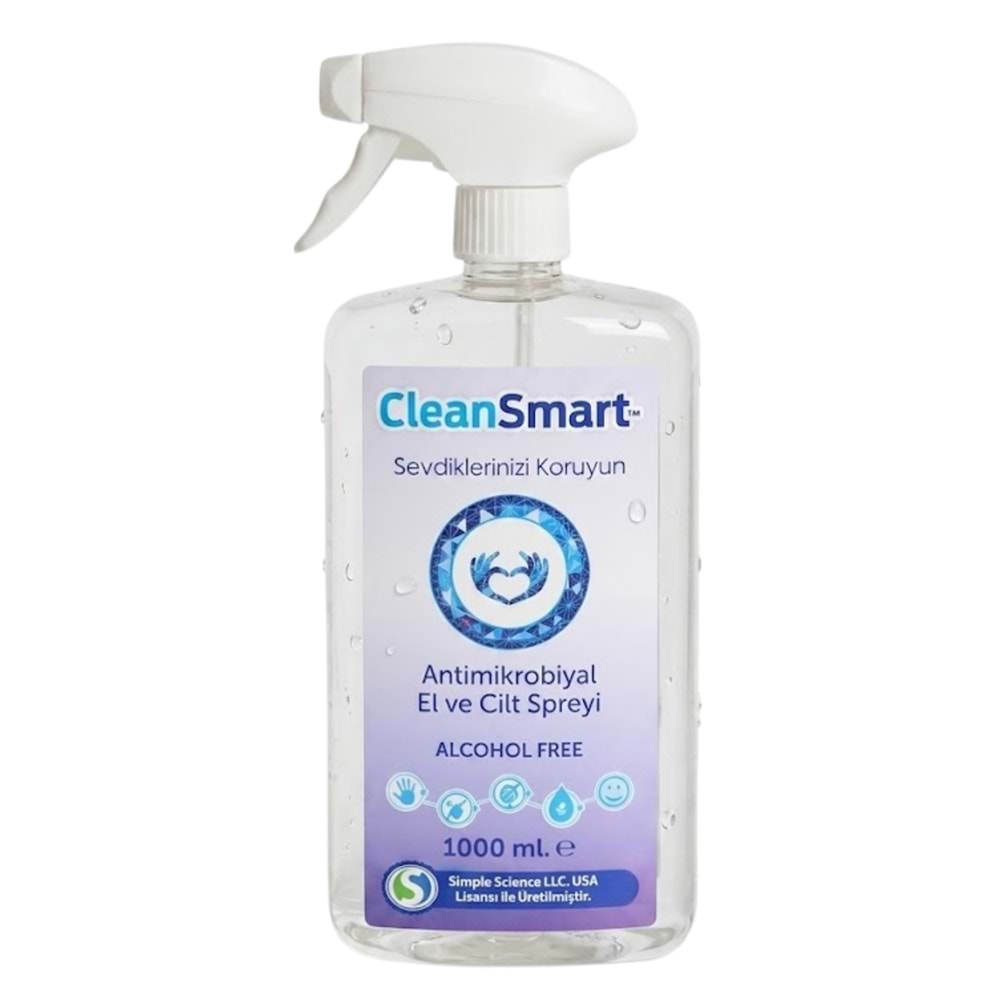 CleanSmart Antimikrobiyal El ve Cilt Spreyi 1000 mL