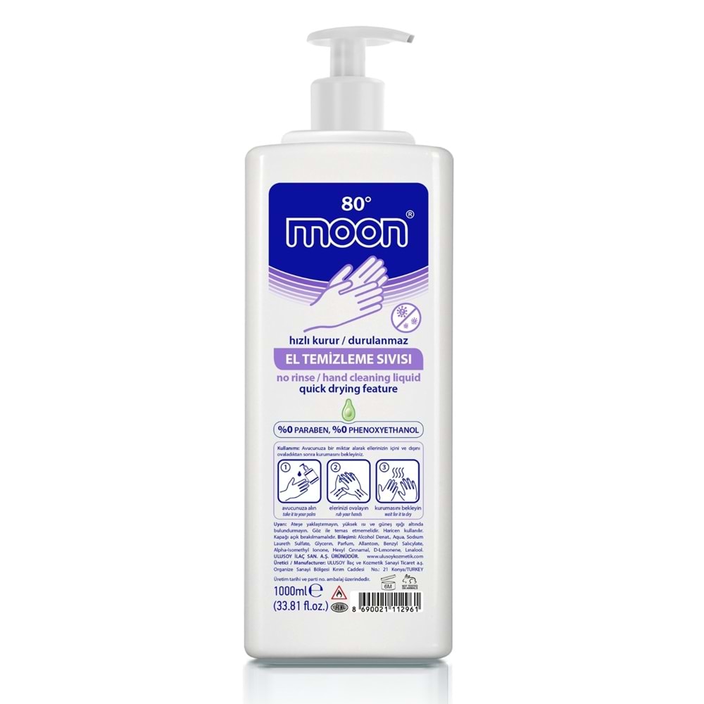 Moon El Temizleme Sıvısı 1000 mL, Pompalı