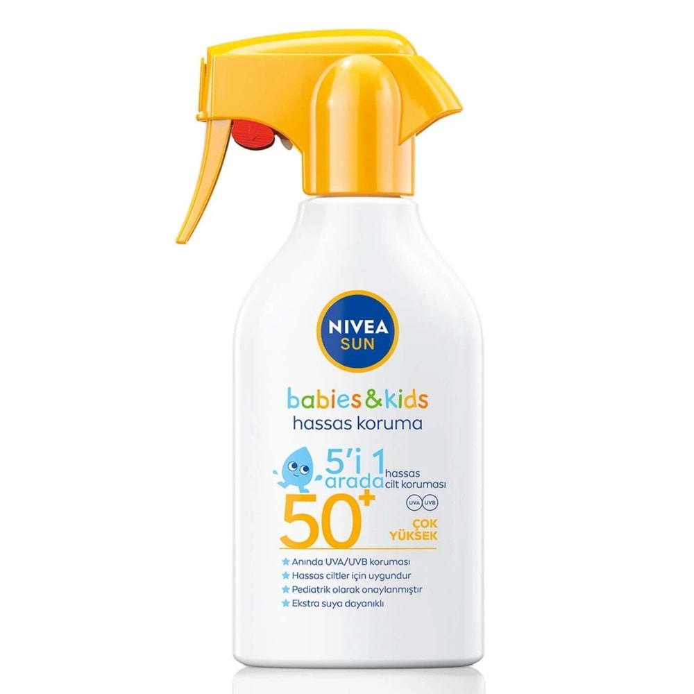Nivea Sun Babies & Kids SPF50+ 5 in 1 Hassas Koruma Güneş Spreyi 250 mL