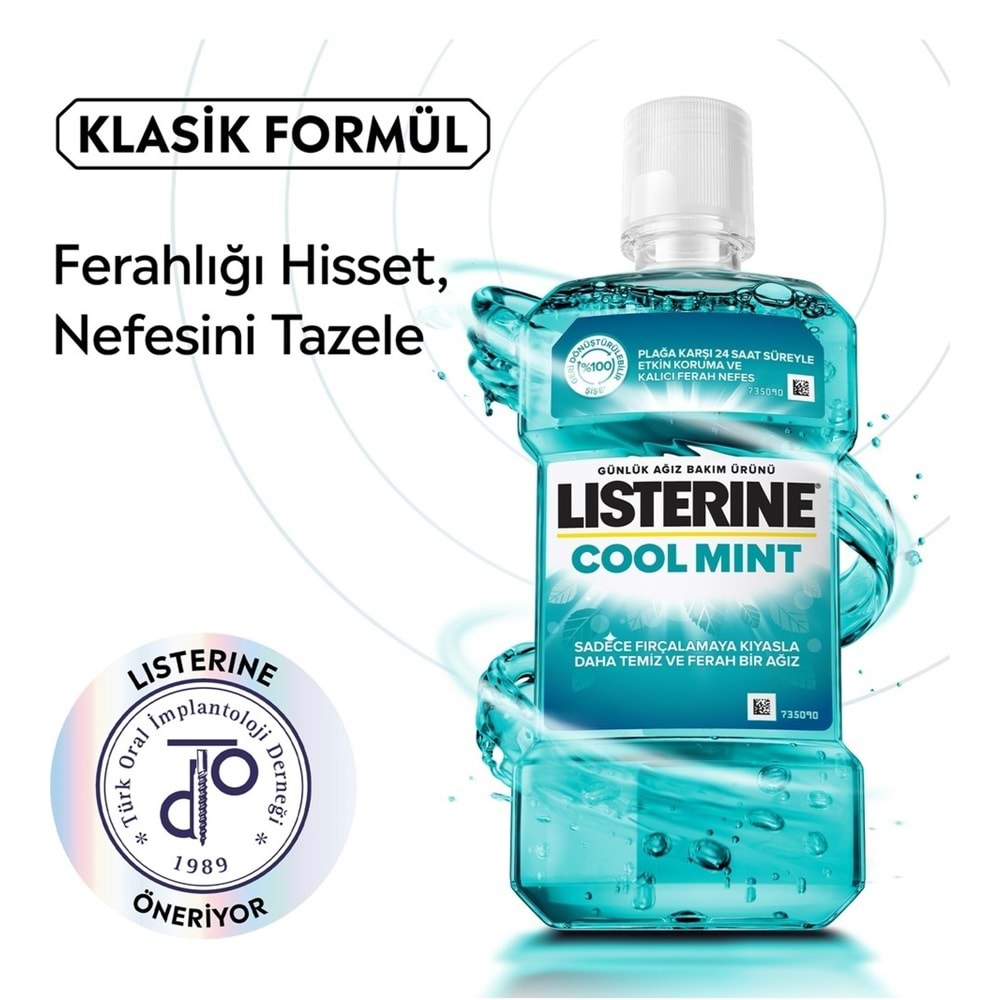 Listerine 500Ml Cool Mint Yoğun Nane Ağız Bakım Suyu, Alkolsüz