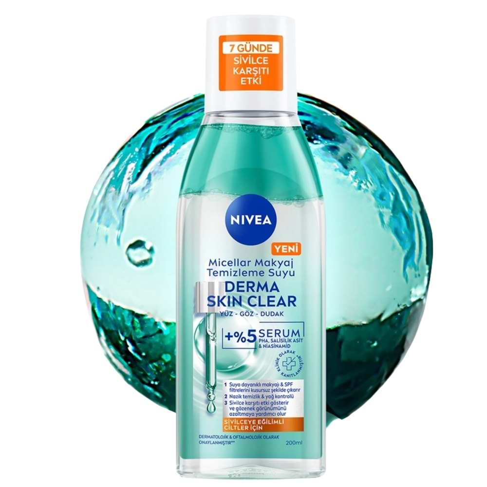 Nivea Derma Skin Clear Serum Etkili Micellar Makyaj Temizleme Suyu 200 mL
