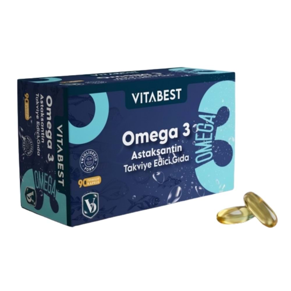 Vitabest Omega 3 ve Astaksantin içeren Takviye Edici Gıda (90 Kapsül)