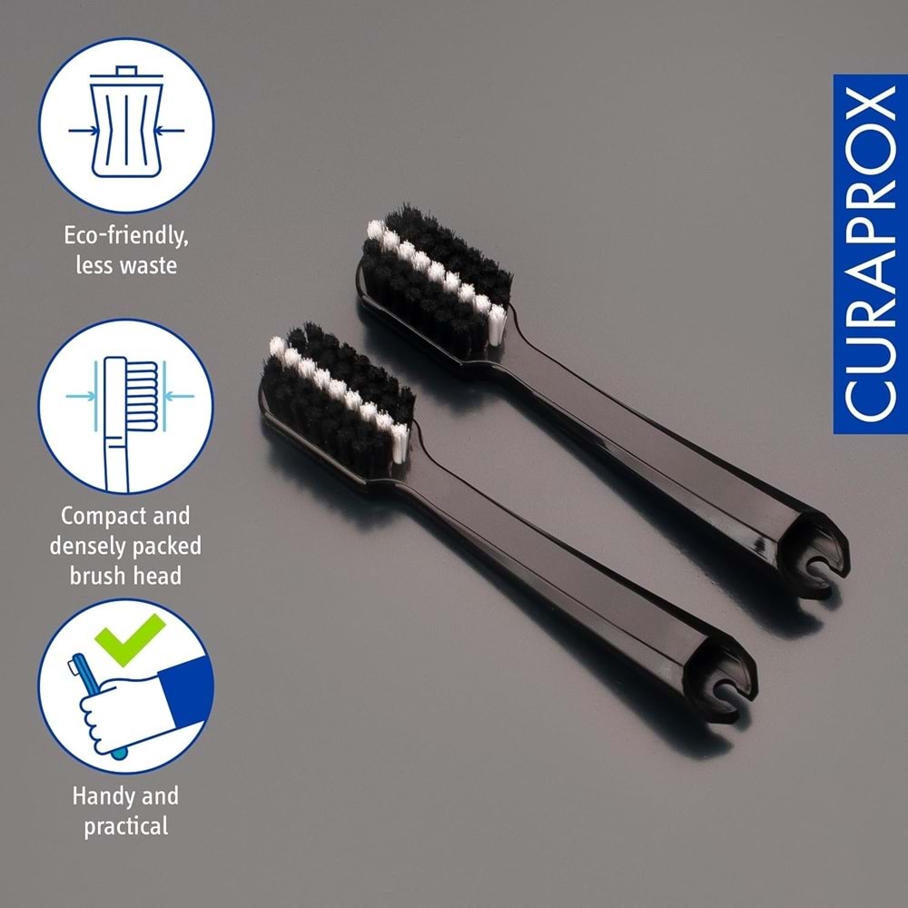 Curaprox Black is White Travel Refill Yedek Başlık 2li