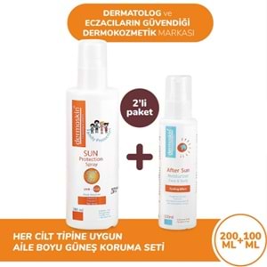 Dermoskin SPF50+ Aile Boyu Güneş Kremi 200Ml +Güneş Sonrası 100Ml Hediyeli
