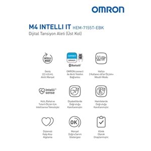 Omron M4 Intelli IT Tansiyon Aleti, Geniş Manşon, 2x 60 Ölçüm Hafıza, Omron Connect Uyumlu