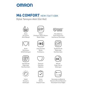 Omron M6 Comfort Tansiyon Aleti, Geniş Manşon, 2x 100 Ölçüm Hafıza