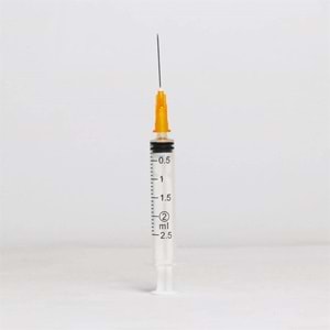 Enjektör 2ml Üç Parçalı Turuncu Aşı Tek Kullanımlık Ayset 25G