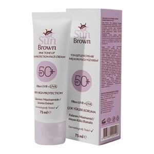 Sun Brown Ton Eşitleyici Pembe SPF50+ Güneş Koruyucu Yüz Kremi 75 mL