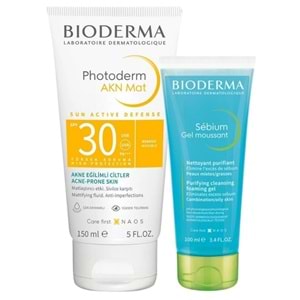 Bioderma Photoderm AKN Mat SPF30 Güneş Kremi 150 mL + Sebium Gel Moussant 100 mL Kofre Set